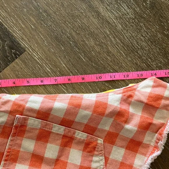 FARM Rio Yellow & Orange Gingham Jean Shorts with Blue Waistband - Picture 9 of 11